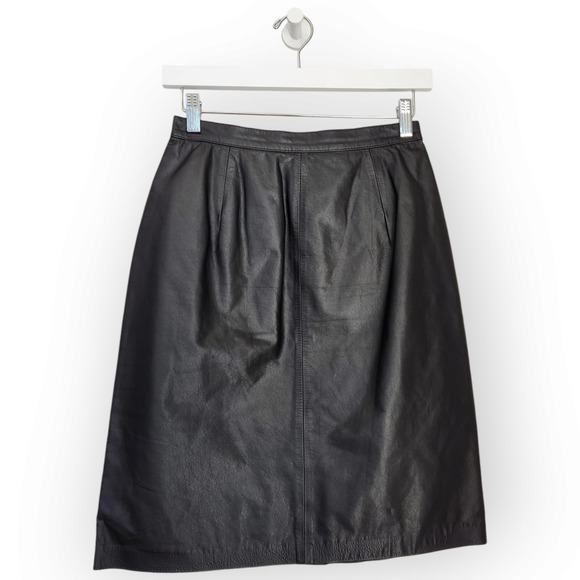 Vintage CJ Todd Saks Fifth Avenue Leather Pencil Skirt 0 - Picture 1 of 9